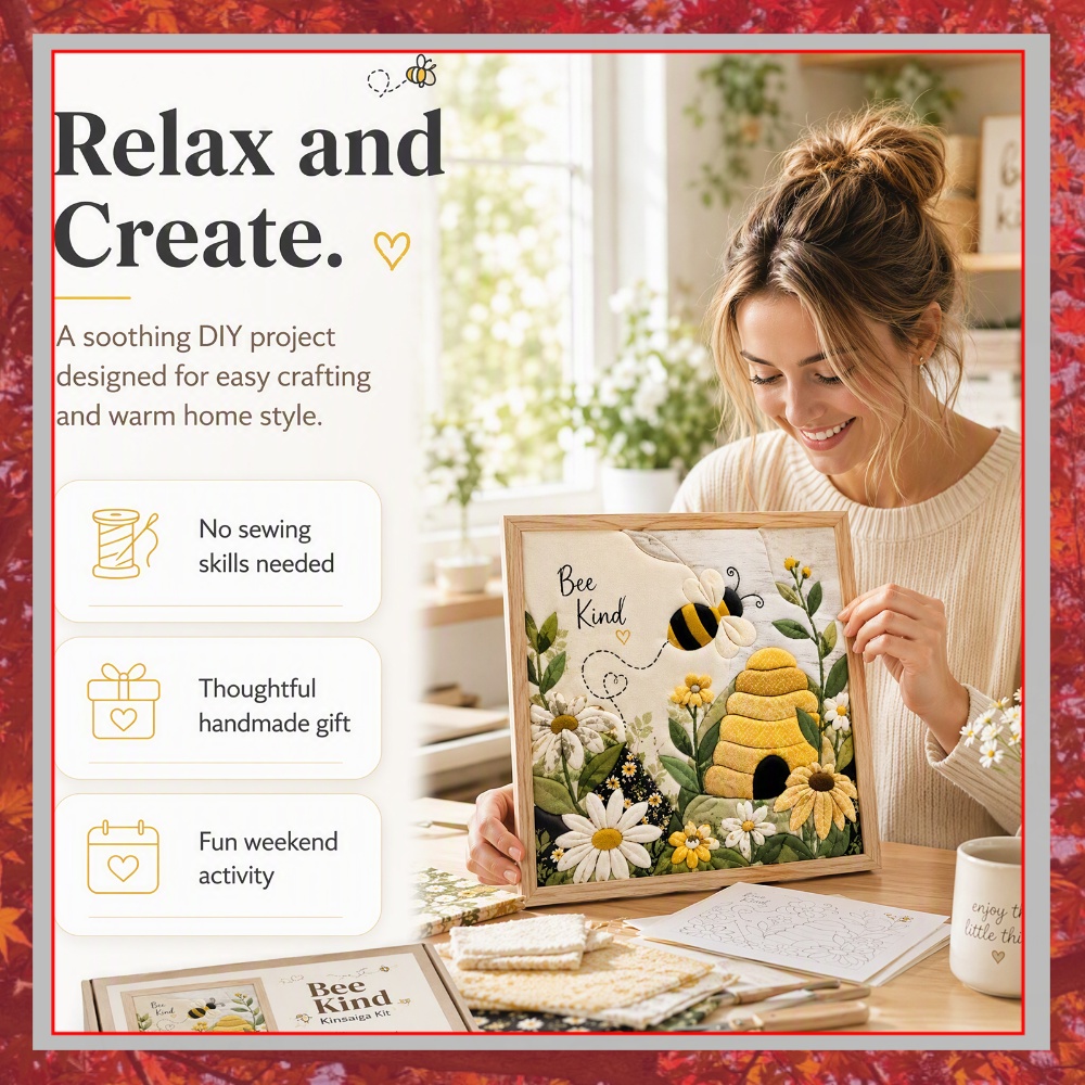 Art Craft Kit - Arı Petek Desenli İğneleme Seti, Kendin