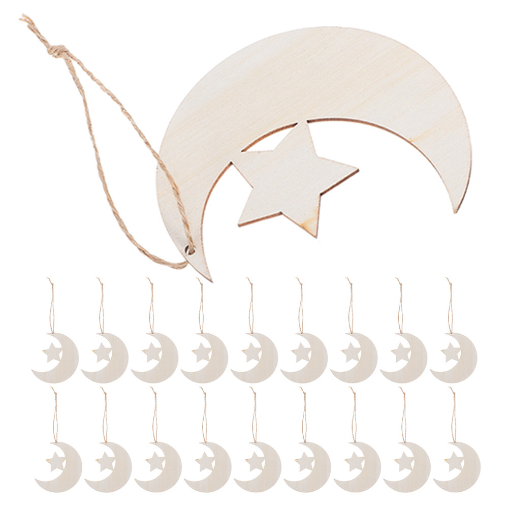 Art And Craft For Nursery - 40 Adet Boş Ahşap Ay ve